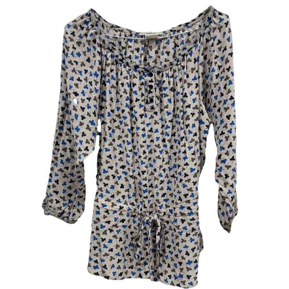 Gerard Darel‎ Design Print Chiffon Top Size 44 (large) Blouse Shirt Silk